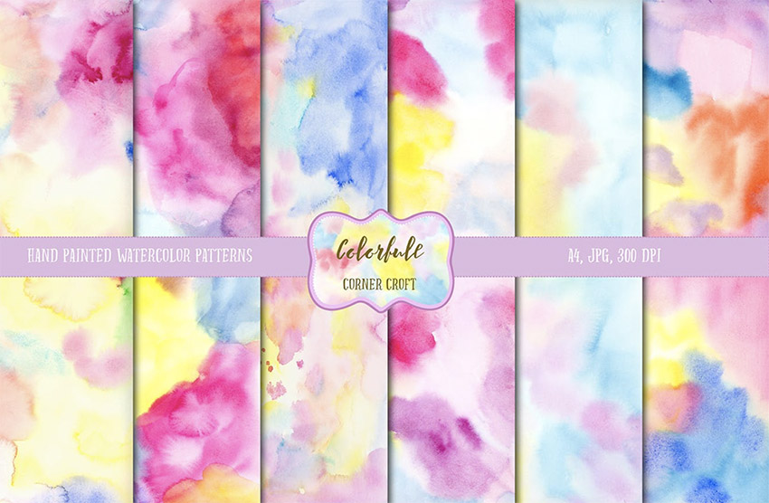 Watercolor Colorful Texture Pattern for Digital Scrapbooking